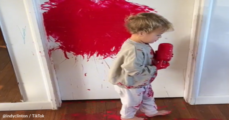 Mom Turns Around To Find 1-Year-Old Painting The Walls Red