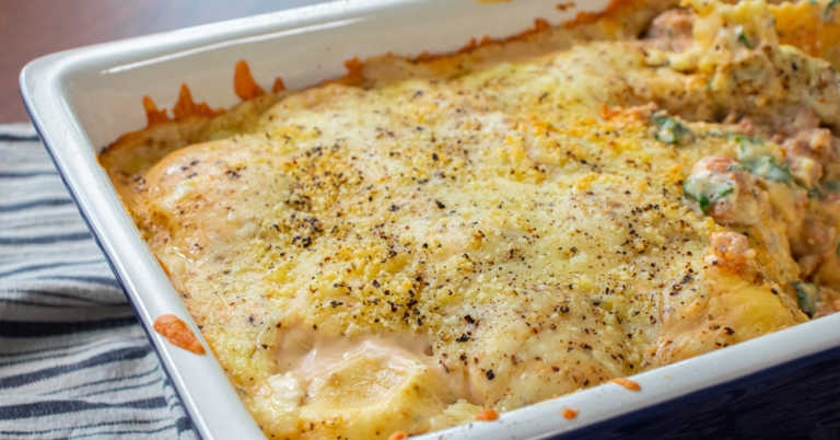White Ravioli Casserole (Lazy Lasagna)