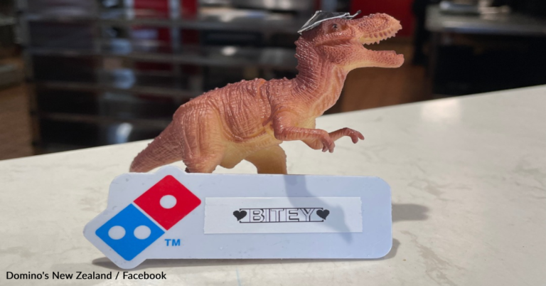 Kid Forgets Dino Toy At Domino’s And It Becomes An Honorary Employee For The Night