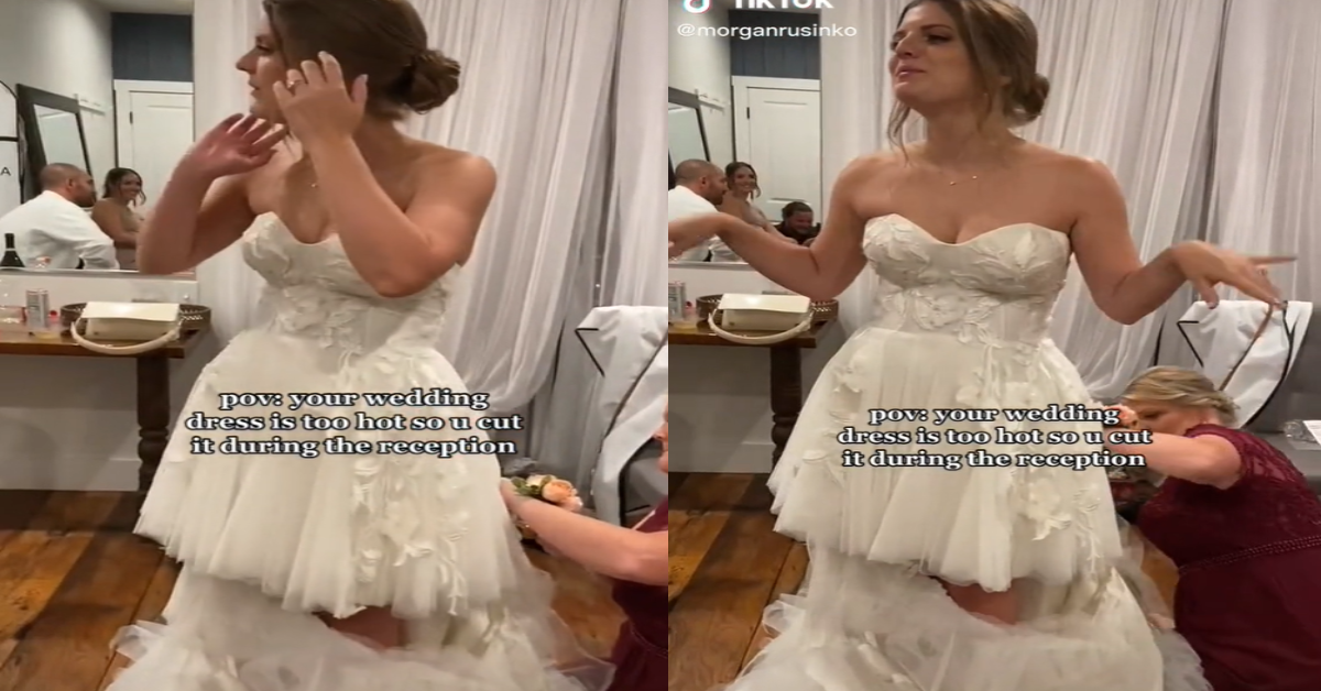 Bride Gets Too Hot In Her Wedding Gown So She Chops Off The Skirt