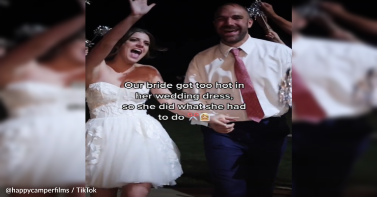 Bride Gets Too Hot In Her Wedding Gown So She Chops Off The Skirt
