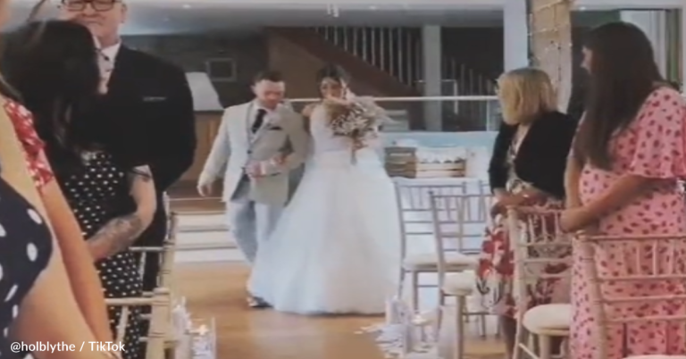 Bride’s Dress Nearly Goes Up In Flames While Walking Down The Aisle