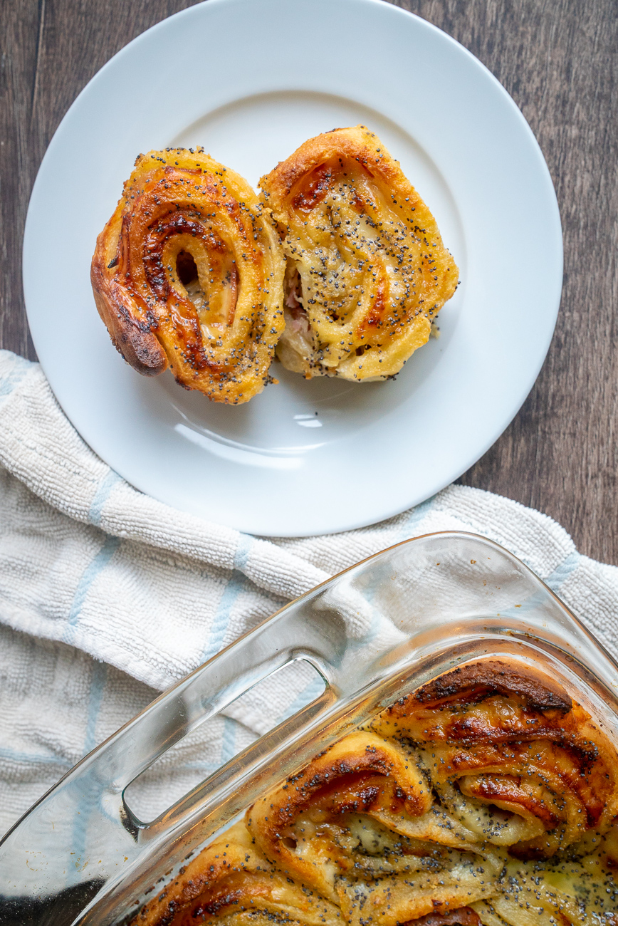 Baked Ham and Cheese Rolls-image