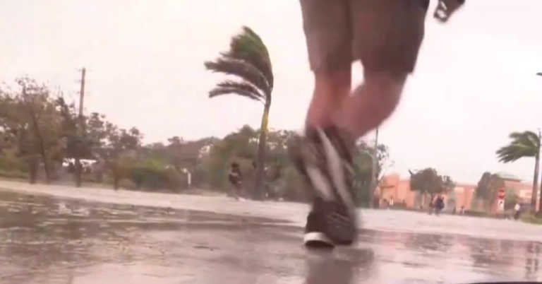 Cameraman Drops Filming To Help Hurricane Victims