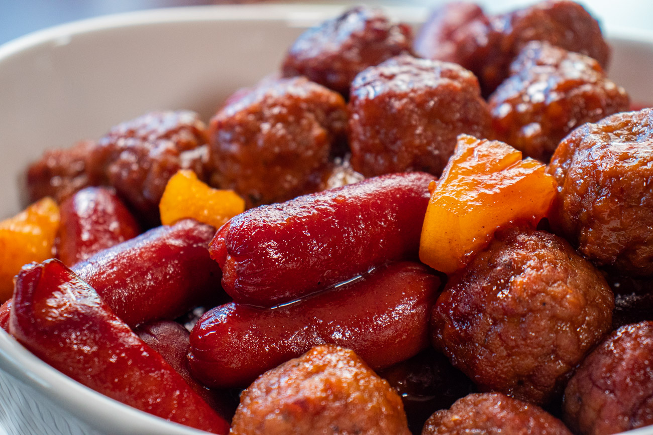 Slow Cooker Meatball Pineapple Smokies Recipe - Dinner, then Dessert