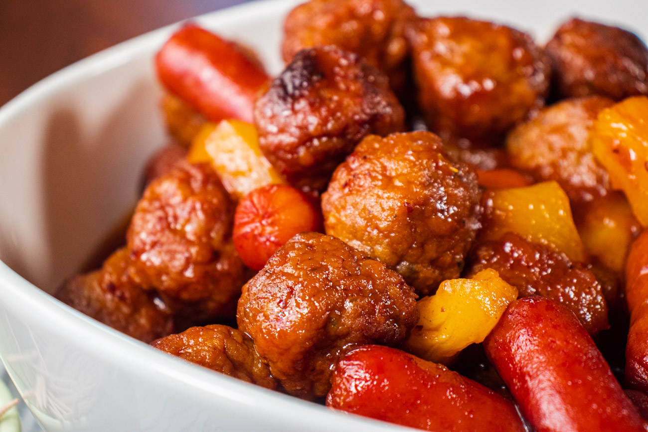 Slow Cooker Meatball Pineapple Smokies Recipe - Dinner, then Dessert