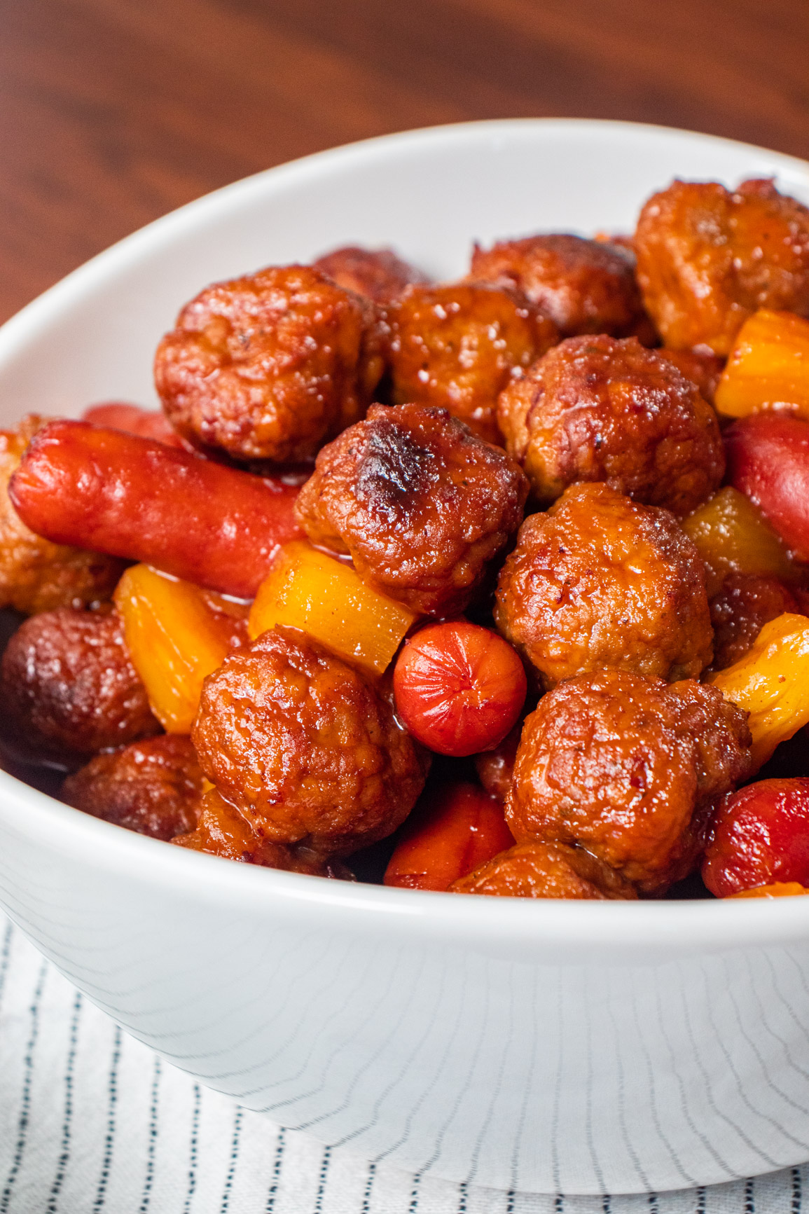 Slow Cooker Meatball Pineapple Smokies Recipe - Dinner, then Dessert