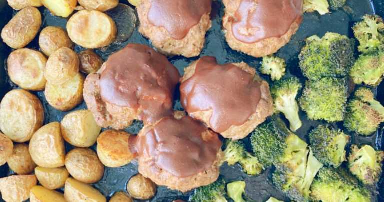 BBQ Meatloaf Sheet Pan Dinner