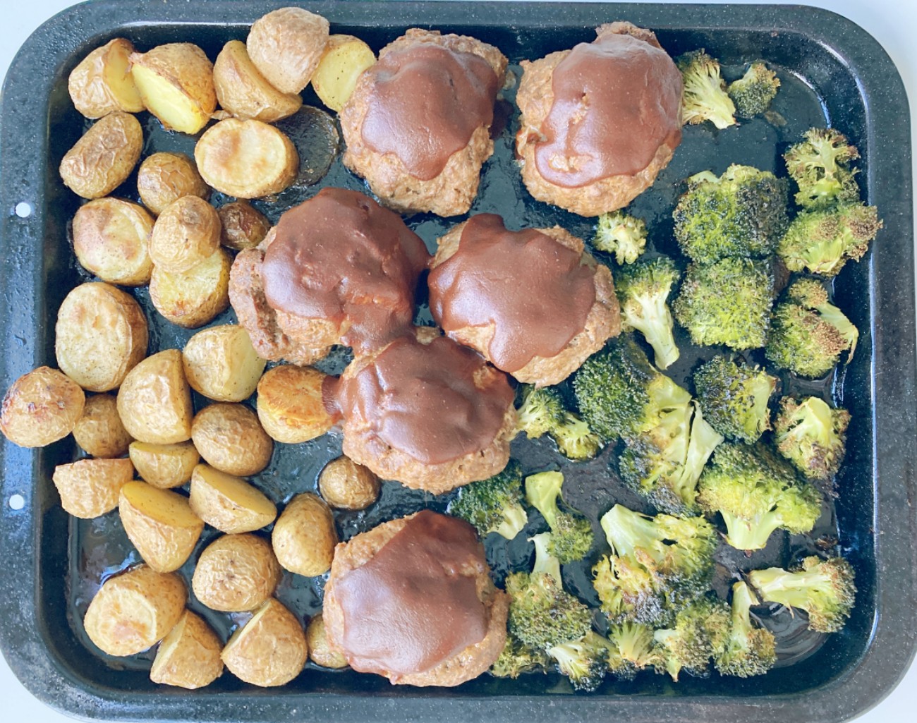 BBQ Meatloaf Sheet Pan Dinner