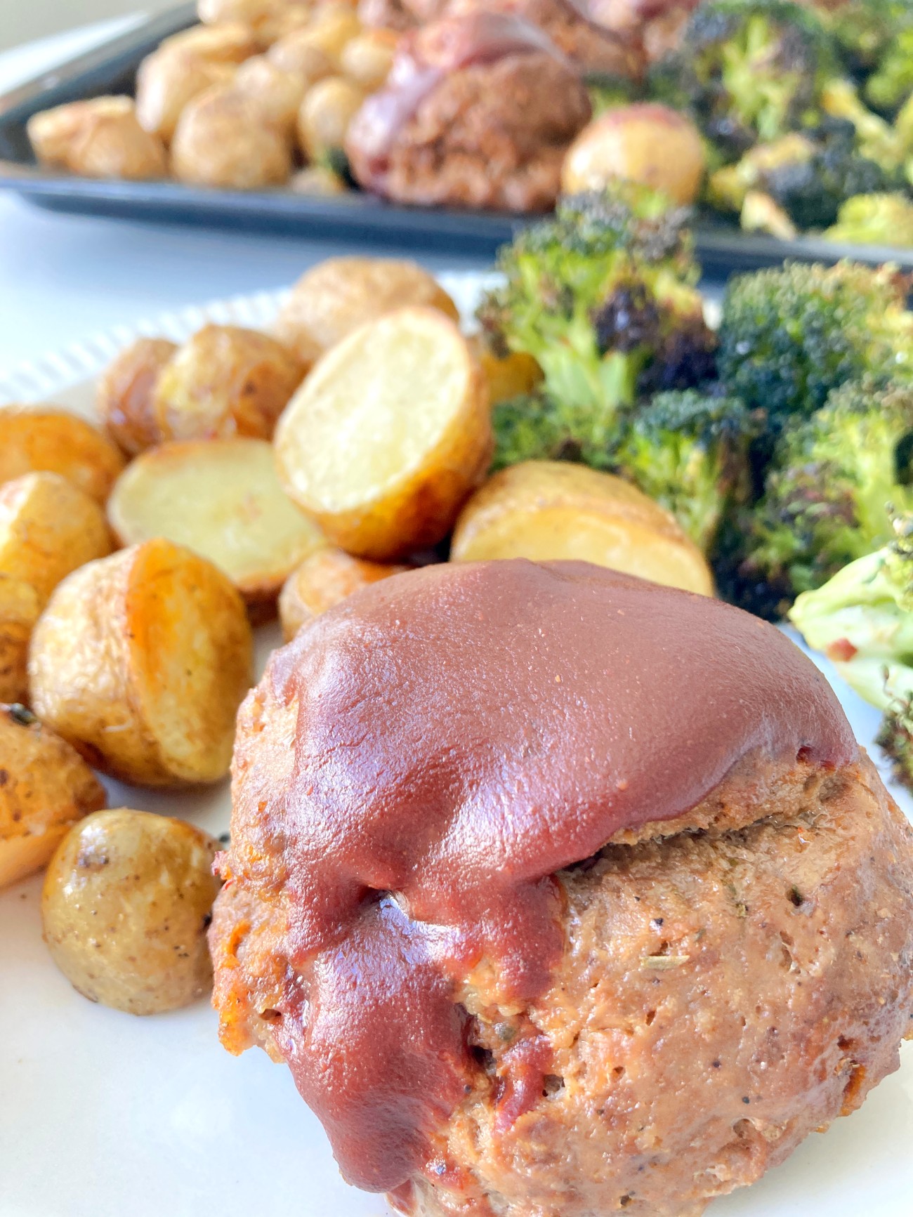 BBQ Meatloaf Sheet Pan Dinner