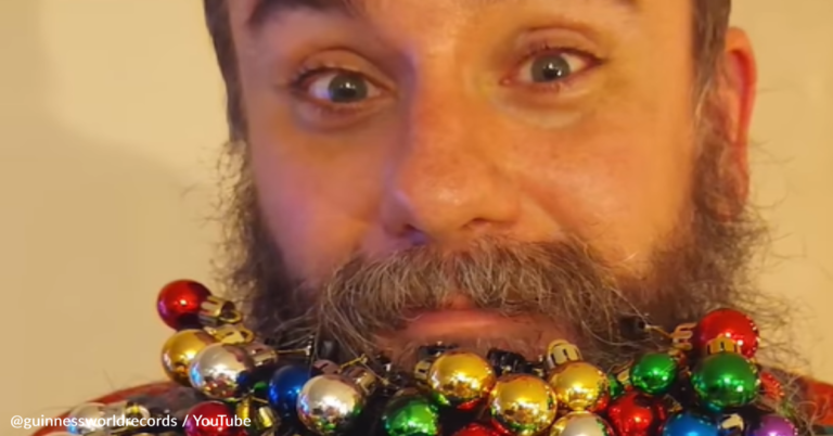 Man Breaks World-Record For Putting Over 700 Ornaments In His Beard
