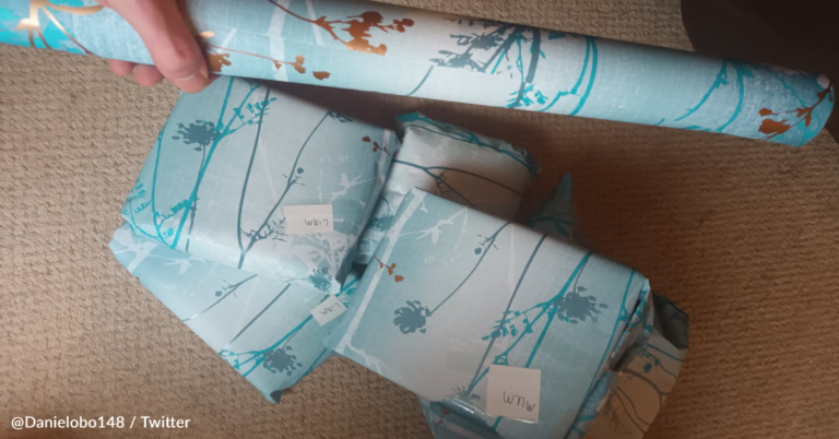 Man Accidentally Wraps Christmas Gifts In Expensive Wallpaper Instead Of Wrapping Paper