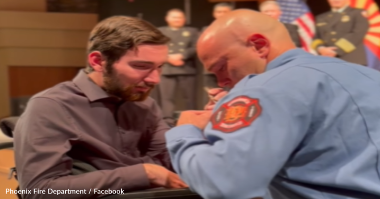 Injured Police Officer Pins Badge On Brother During Touching Graduation Ceremony