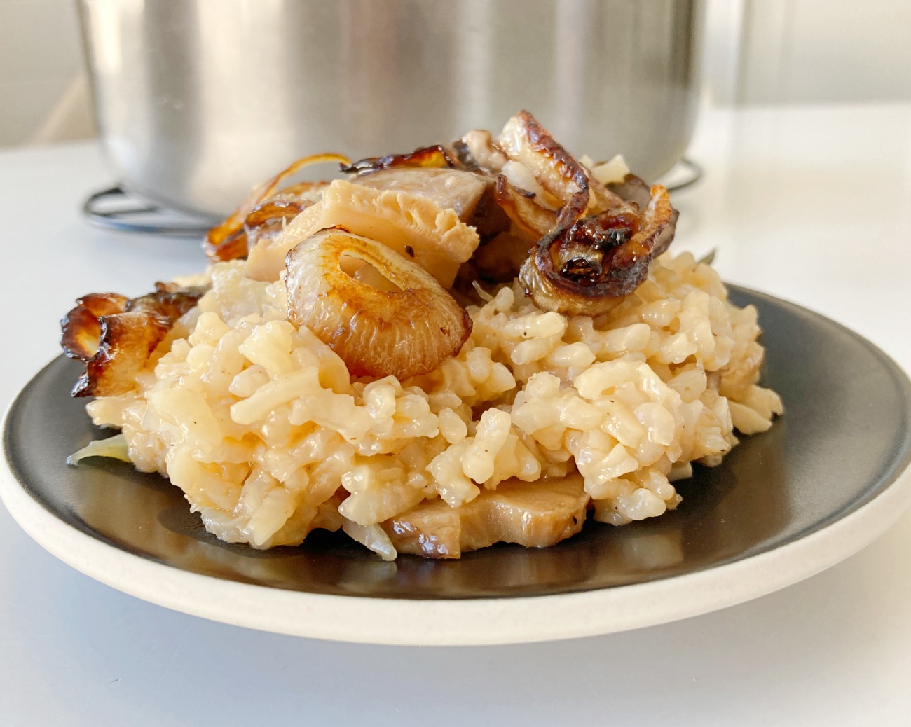 Caramelized Onion and Mushroom Oven Risotto