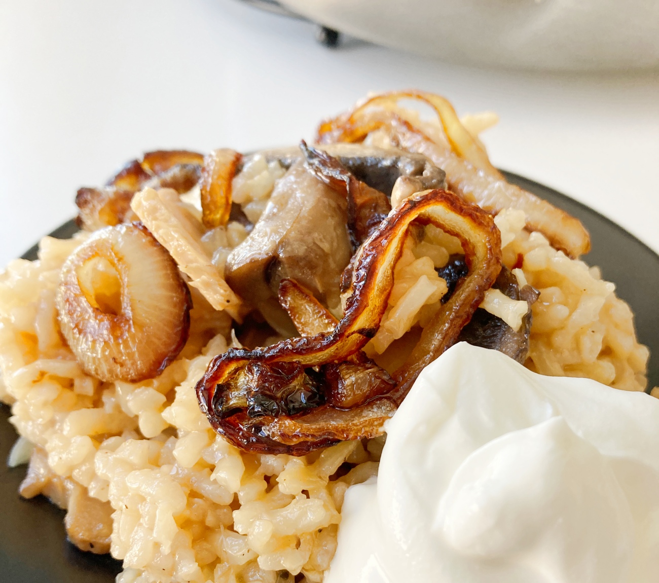 
Caramelized Onion Mushroom Oven Risotto 