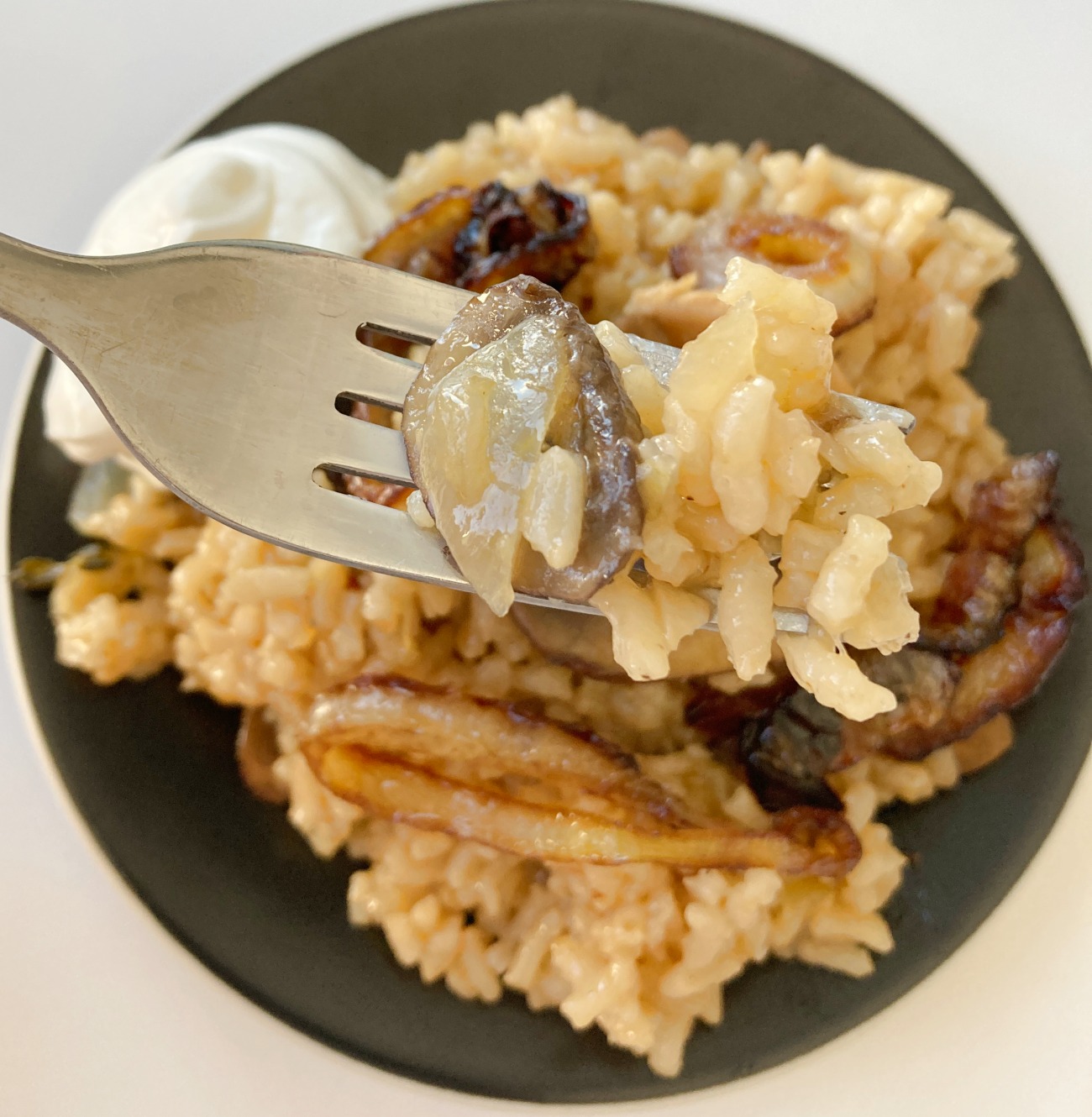 Caramelized Onion Mushroom Oven Risotto 