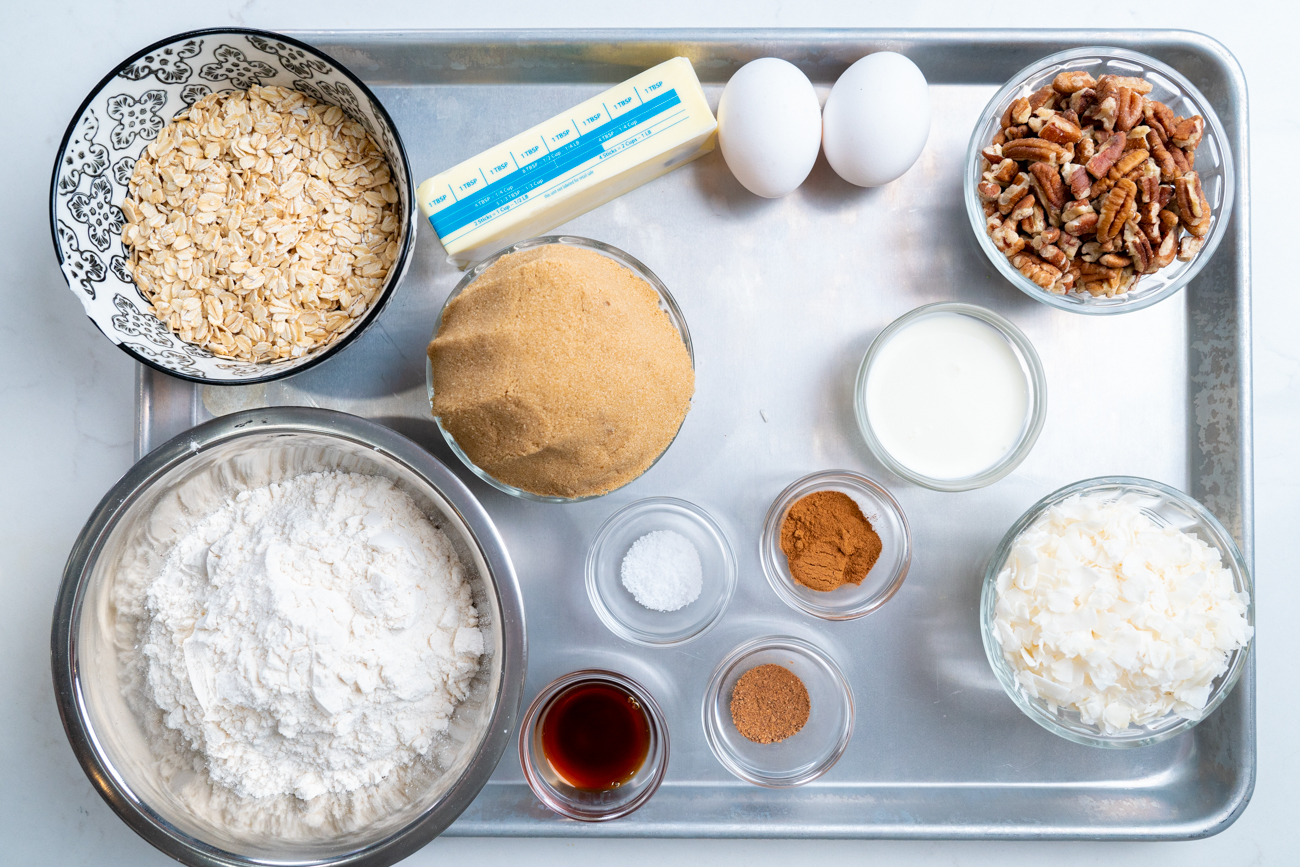 ingredients for Amish Oatmeal Cake