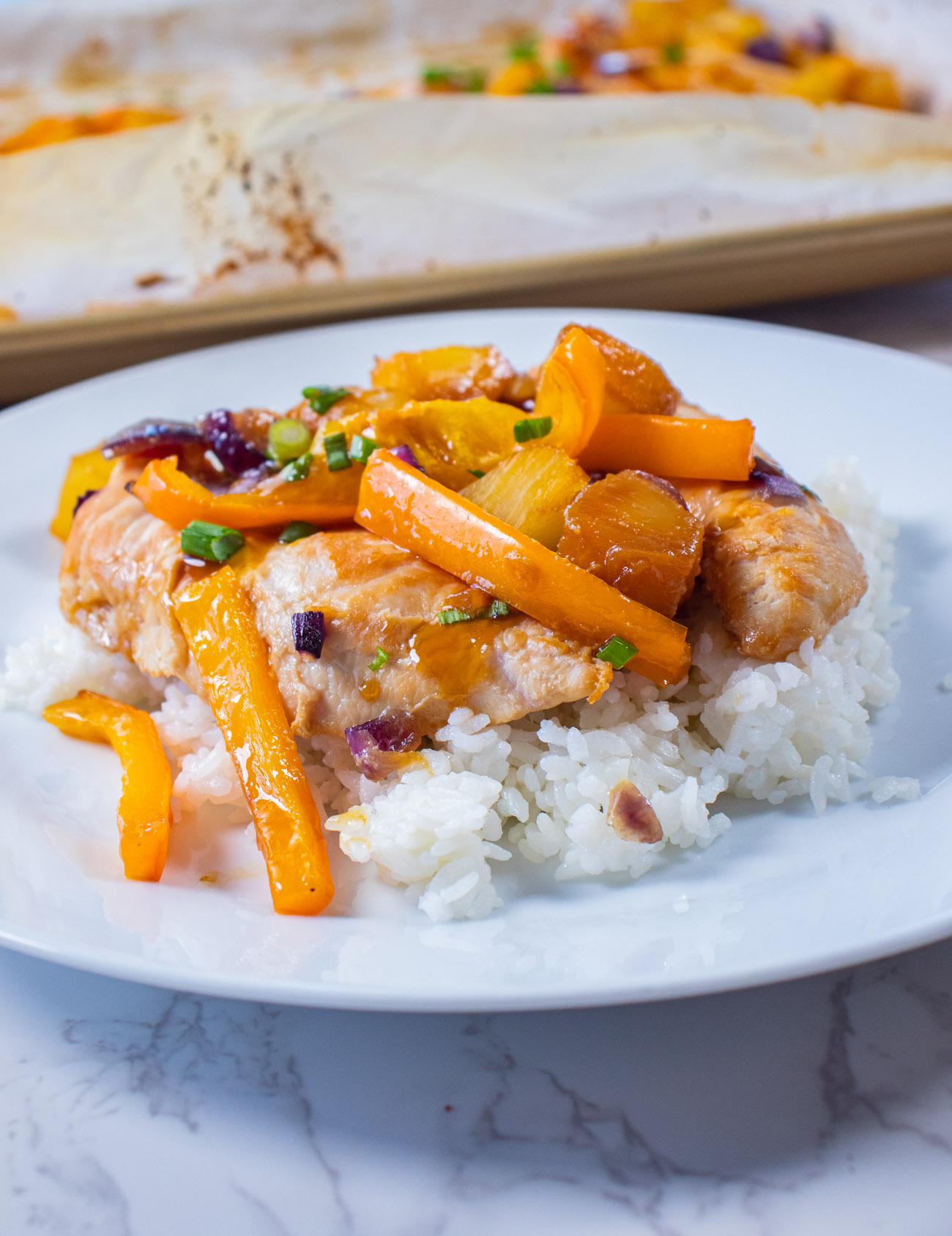 Sheet Pan Pineapple Chicken