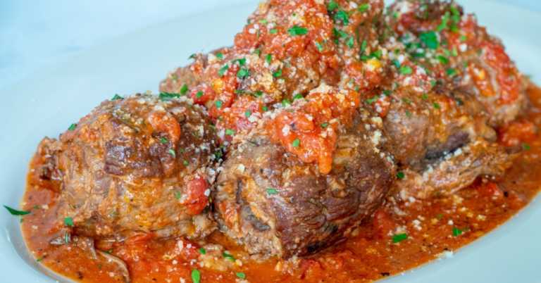 Rolled Beef Braciole in a Slow-Roasted Tomato Sauce