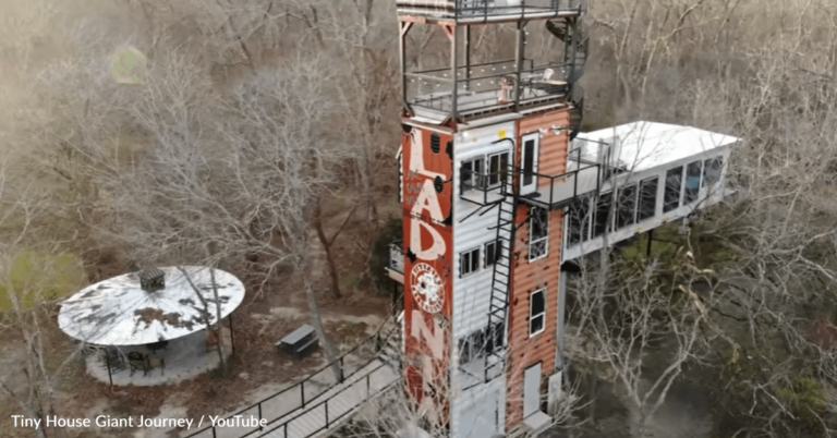 Man Transforms Old Shipping Containers Into Six-Story Airbnb Treehouse