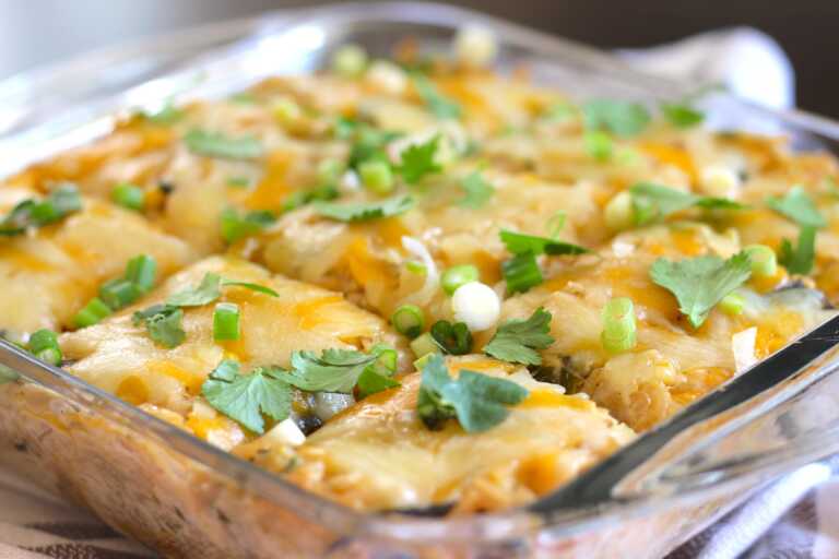 Cheesy Poblano Rice Bake