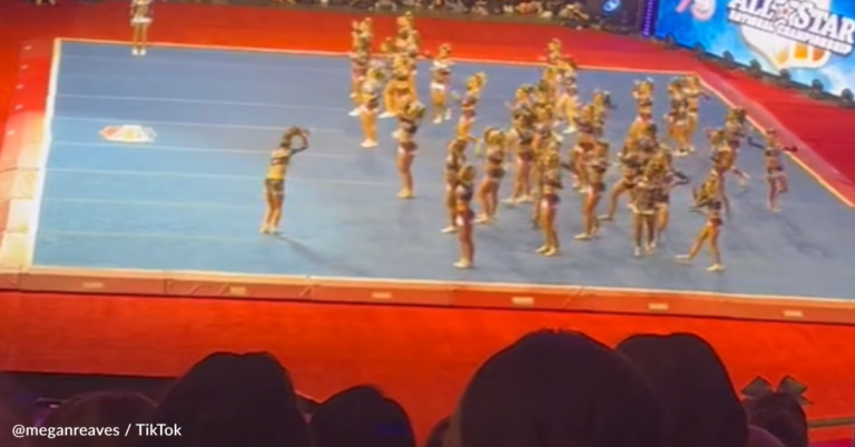 Audience Steps Up To Help Cheerleaders When Music Cuts Out Mid-Competition