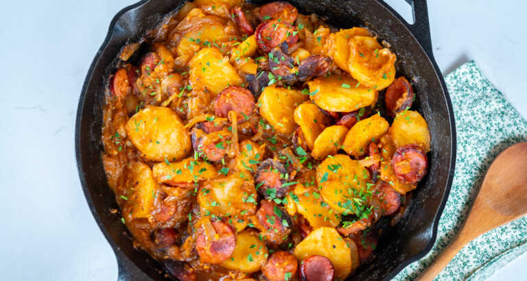 Saucy One-Pan Sausage and Potatoes