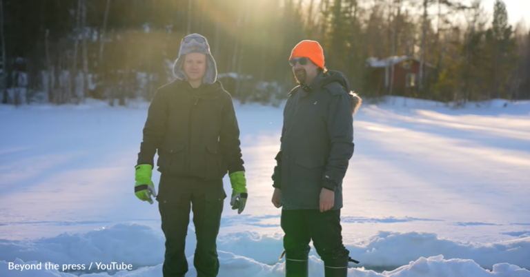 Men Use Winter Weather To Build Spinning Ice Carousel Racetrack