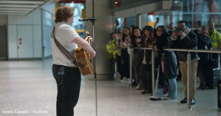 Lewis Capaldi Performs Touching Performance In Heathrow Airport