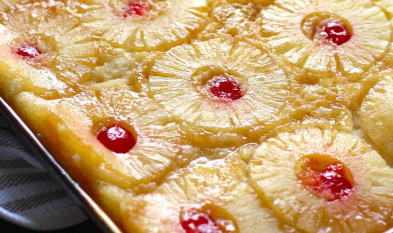 Sheet Pan Pineapple Upside Down Pancakes