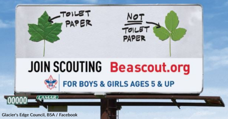 Boy Scouts Release Clever Recruiting Billboard That Helps You Identify Safe Toilet Paper Leaves