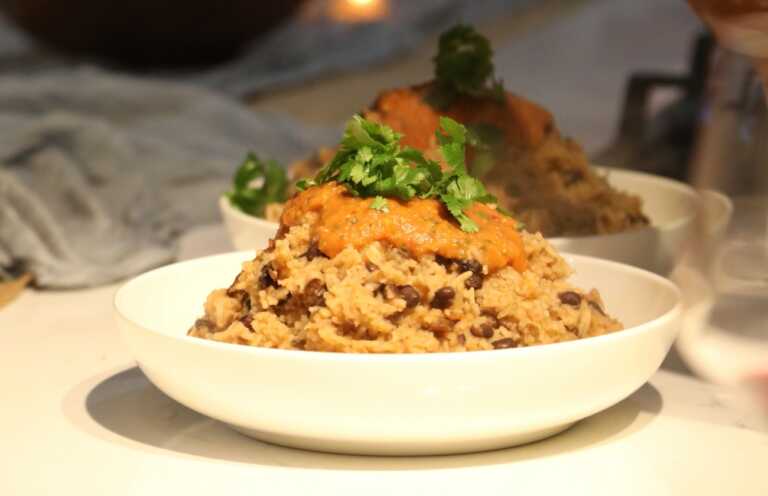 Spanish Rice and Spiced Black Beans