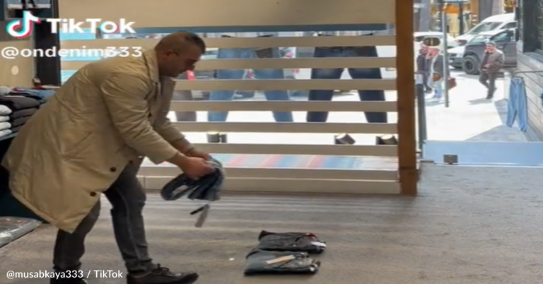 Fashion Designer Shows Trick To Fold Pants In One Sweeping Motion