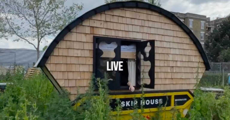 Amidst Rising Rent Prices Man Lives In An Upgraded Dumpster