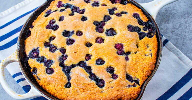 Blueberry Cornmeal Skillet Cake