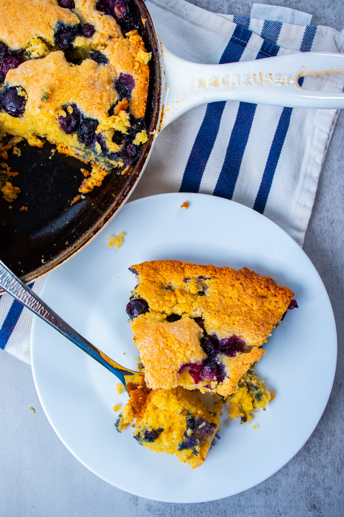 Blueberry Cornmeal Skillet Cake