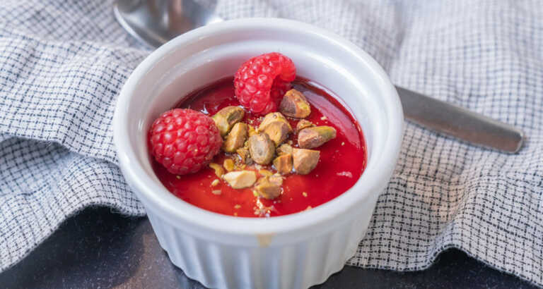 Raspberry Pistachio Pudding (Malabi)