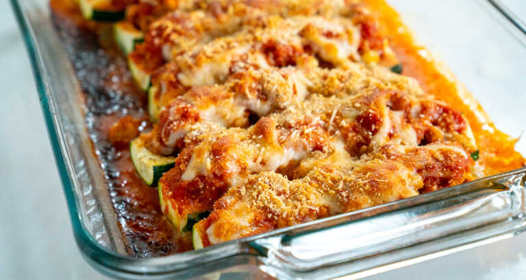 Chicken Parm Stuffed Zucchini
