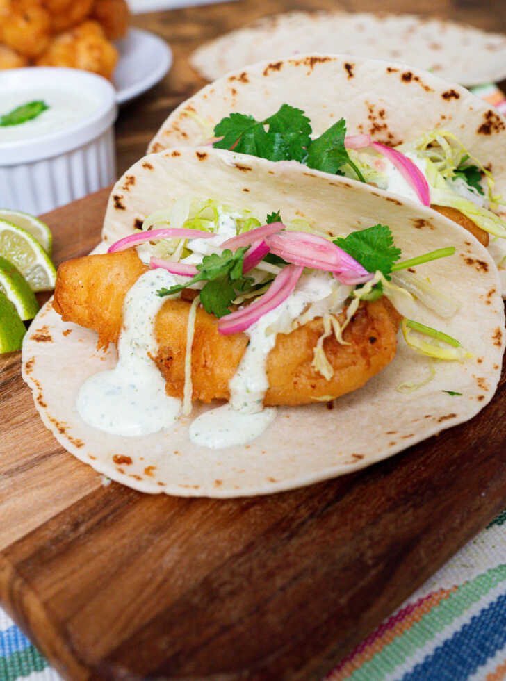 Crispy Beer Battered Fish Tacos 12 Tomatoes