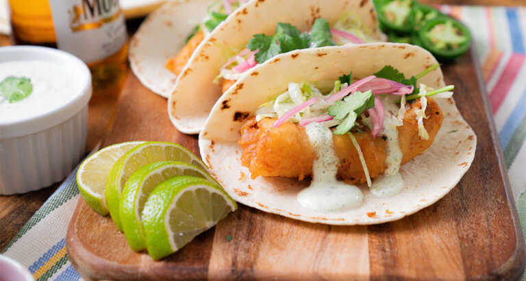 Crispy Beer Battered Fish Tacos
