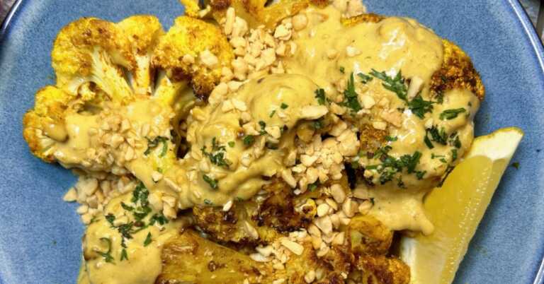 Peanut Curry Roasted Cauliflower