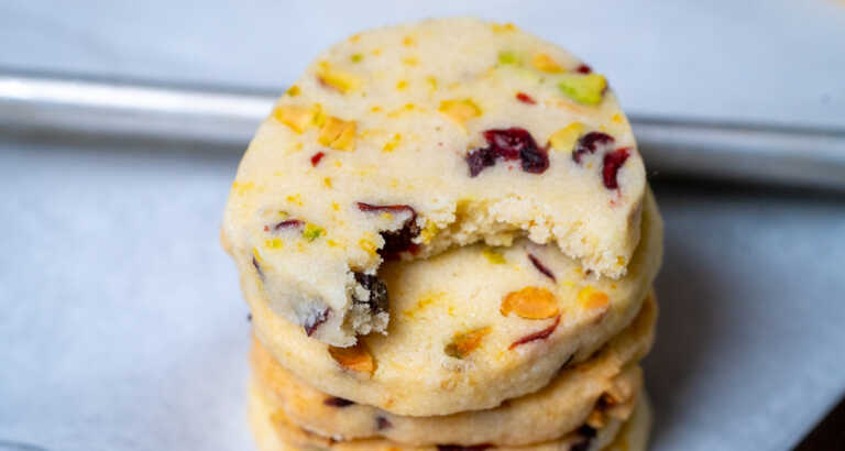 Cranberry Pistachio Shortbread Cookies