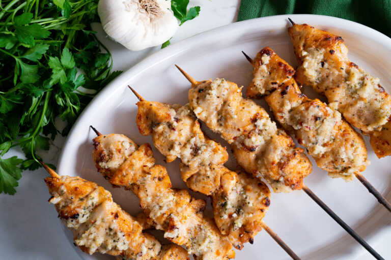 Garlic Parmesan Chicken Skewers