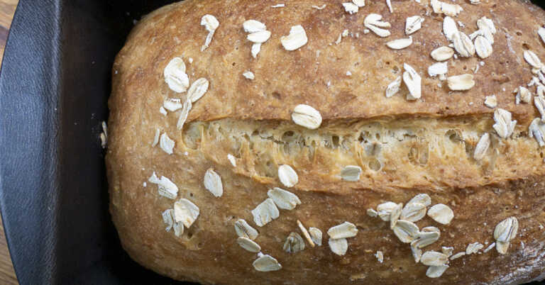 No-Knead Honey Oat Bread