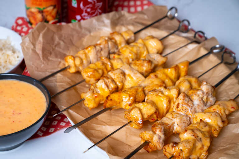 Bang Bang Chicken Skewers