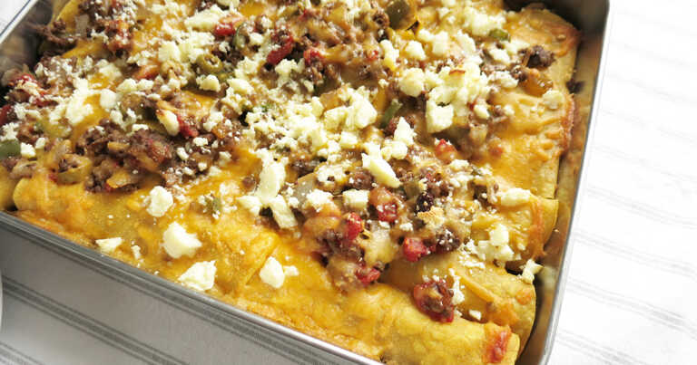 Beef Picadillo Enchiladas