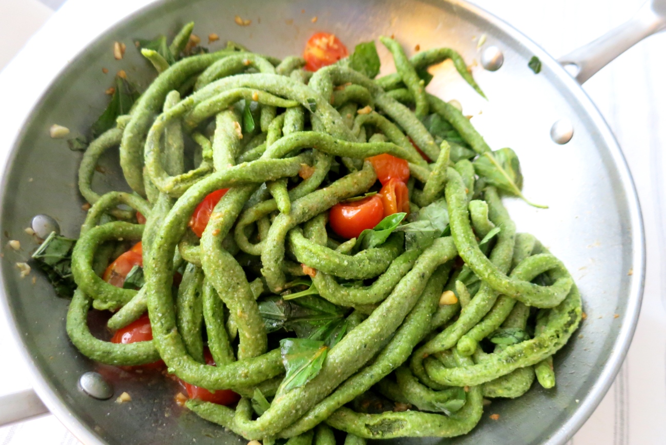 Spinach Pici (Homemade Pasta)
