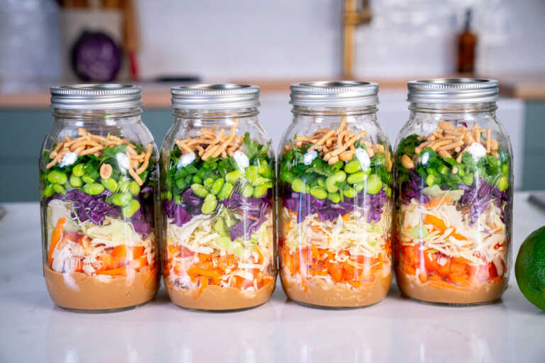 Mason Jar Meal Prep:  Peanut Chicken Salad