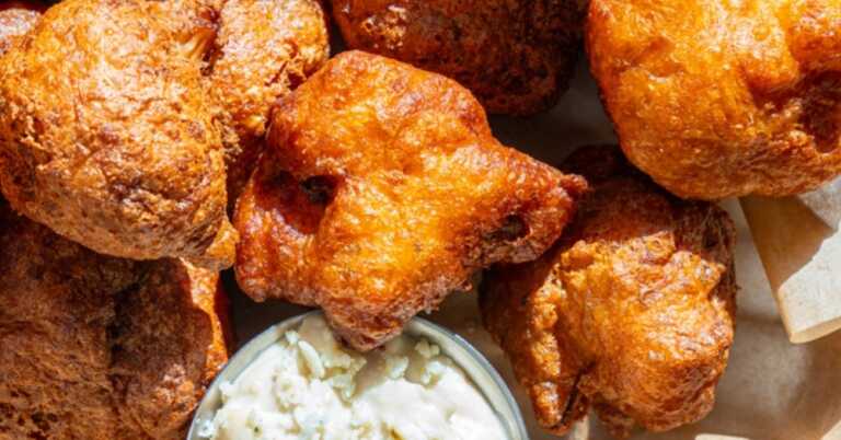 Buffalo Cauliflower Wings and Zesty Blue Cheese Dressing