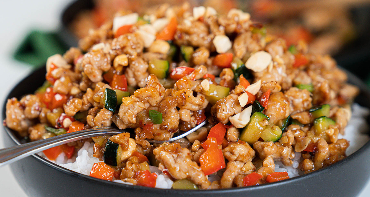 One-Pan Ground Kung Pao Chicken | 12 Tomatoes